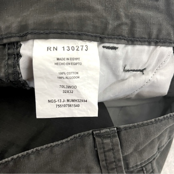 Wrangler Authentic Rip-Stop Men's Relaxed Fit 32x32 CARGO Pants 70L3WML Charcoal - Picture 7 of 7